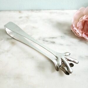 Vintage Reed & Barton Bird Feet‎ Shaped Silver Plated Ice Tongs 7"